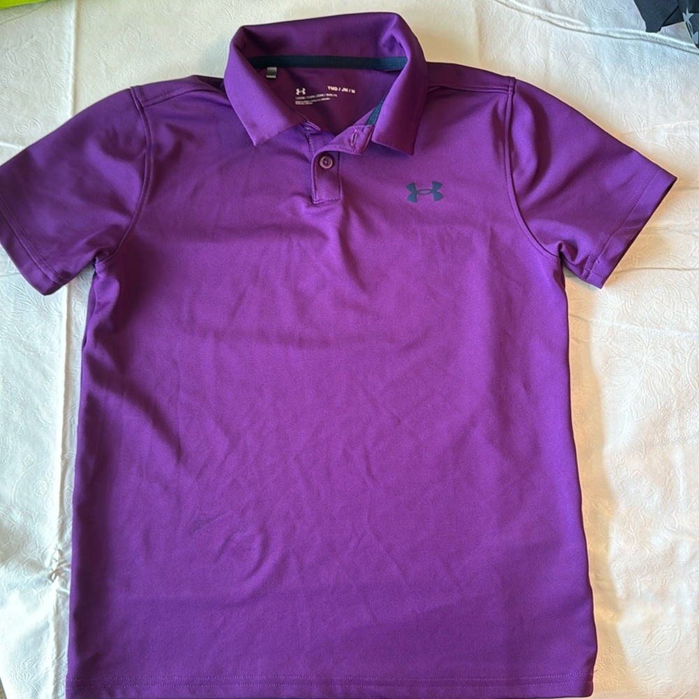 Boys youth medium purple under armor polo